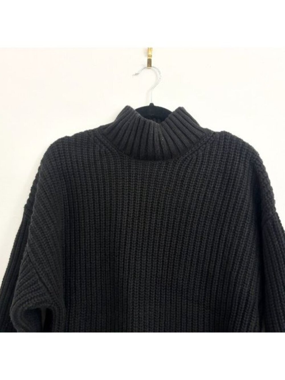 NWT Gap Oversized Mock Neck Ribbed Long Black Sweater - sz Medium - Picture 3 of 12